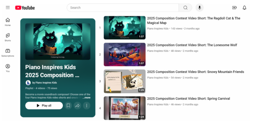 The Piano Inspires Kids YouTube channel has tips for improvising and composition contests.